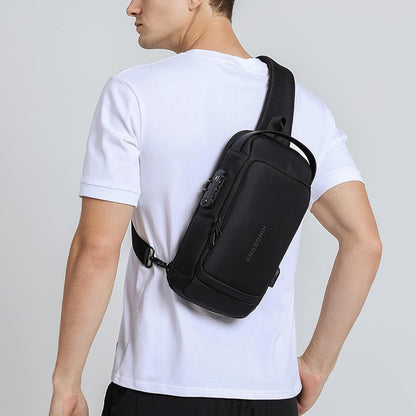 Laptop Sling Backpack Anti Theft Bag,Hiking Daypack 13 Inch Waterproof Nylon Travel Bags for Men, Single Shoulder Camping Dayback with USB Charging Port for Traveling