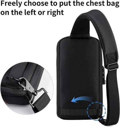Laptop Sling Backpack Anti Theft Bag,Hiking Daypack 13 Inch Waterproof Nylon Travel Bags for Men, Single Shoulder Camping Dayback with USB Charging Port for Traveling