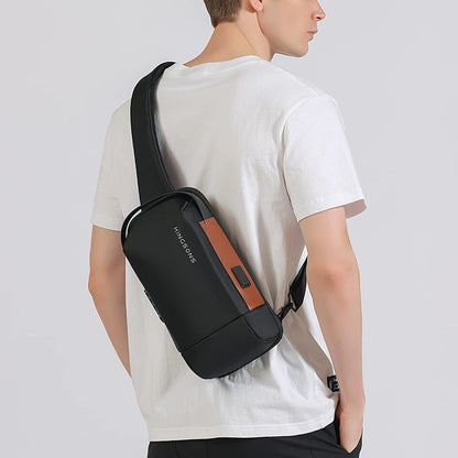 Laptop Sling Backpack Anti Theft Bag,Hiking Daypack 13 Inch Waterproof Nylon Travel Bags for Men, Single Shoulder Camping Dayback with USB Charging Port for Traveling