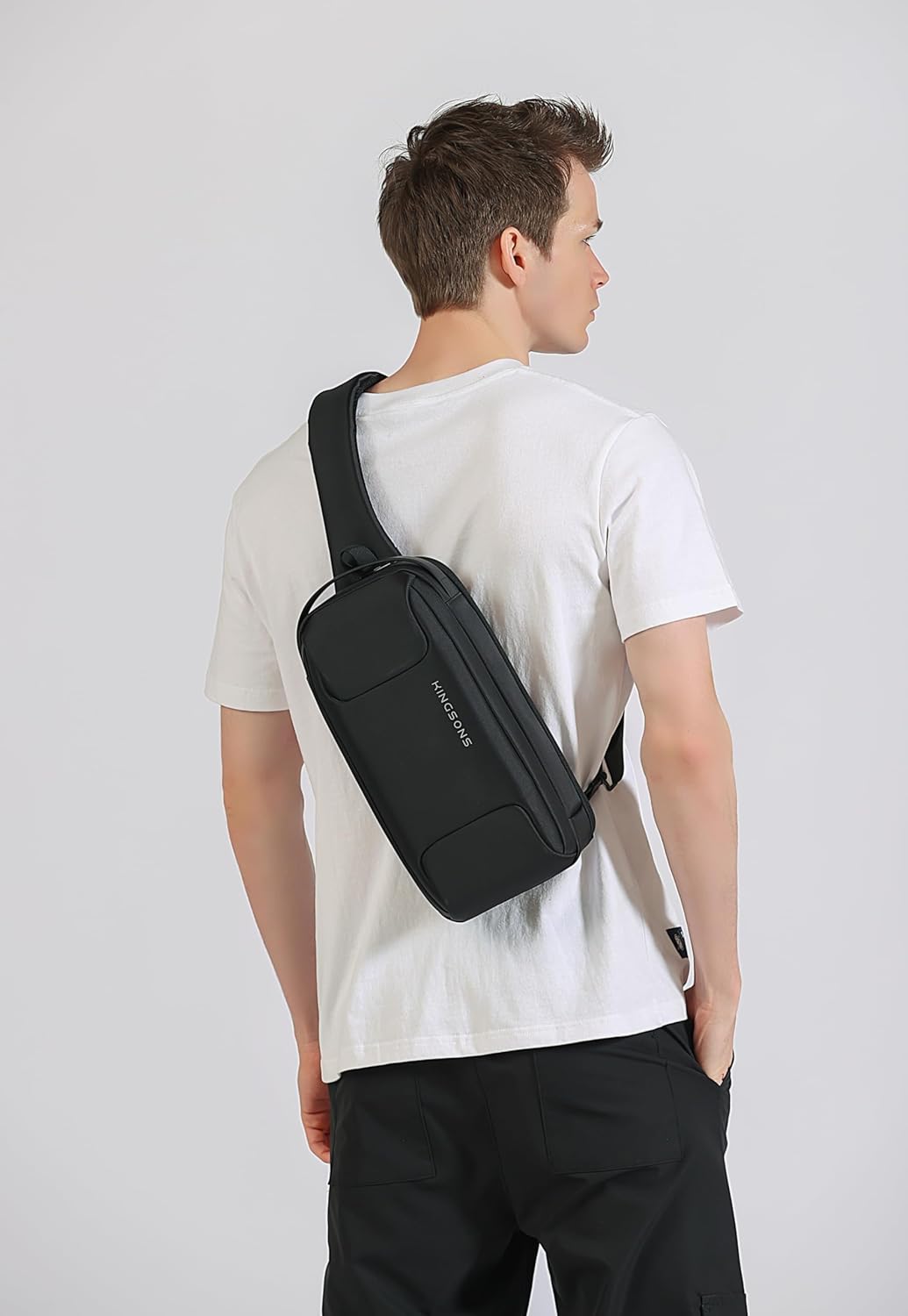 Laptop Sling Backpack Anti Theft Bag,Hiking Daypack 13 Inch Waterproof Nylon Travel Bags for Men, Single Shoulder Camping Dayback with USB Charging Port for Traveling