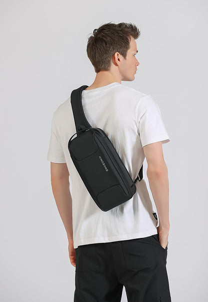 Laptop Sling Backpack Anti Theft Bag,Hiking Daypack 13 Inch Waterproof Nylon Travel Bags for Men, Single Shoulder Camping Dayback with USB Charging Port for Traveling