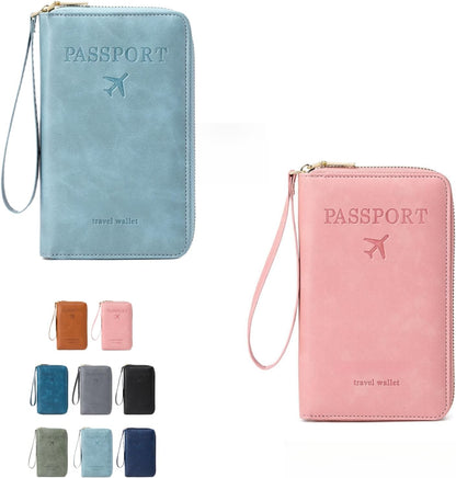 RFID Passport Holder for Travel - Cruise Essentials 2025 with RFID Blocking Sleeves | Anti-Theft Travel Wallet Document Organizer for Women & Men (Pink)