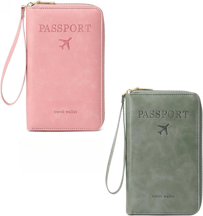 RFID Passport Holder for Travel - Cruise Essentials 2025 with RFID Blocking Sleeves | Anti-Theft Travel Wallet Document Organizer for Women & Men (Pink)