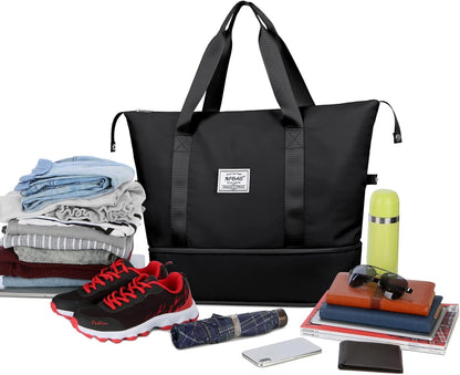 Women Travel Duffel, Multi Functional Large Expandable Weekender Carry-on Tote, Gym Workout Overnight Bag, Mommy Hospital Bag for Labor and Delivery - Colors A