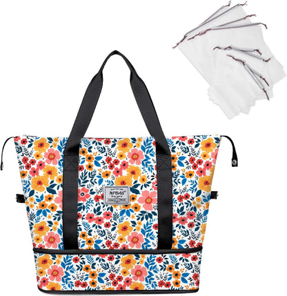 Women Travel Duffel, Multi Functional Large Expandable Weekender Carry-on Tote, Gym Workout Overnight Bag, Mommy Hospital Bag for Labor and Delivery - Colors A
