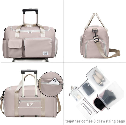 Women Travel Duffel, Multi Functional Large Expandable Weekender Carry-on Tote, Gym Workout Overnight Bag, Mommy Hospital Bag for Labor and Delivery - Colors A