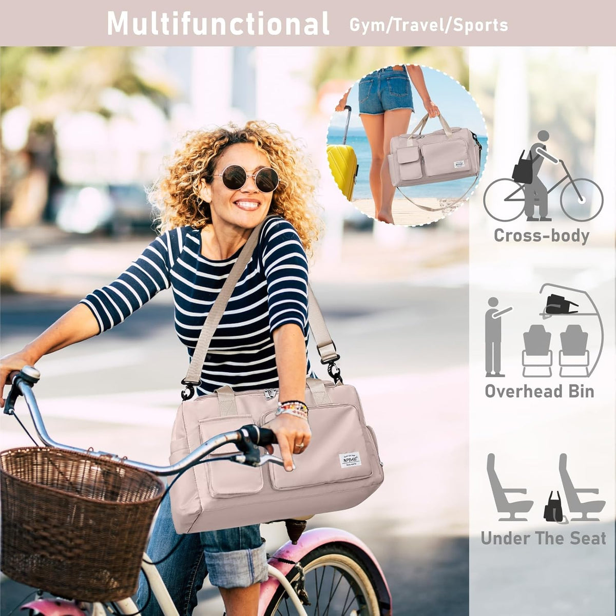 Women Travel Duffel, Multi Functional Large Expandable Weekender Carry-on Tote, Gym Workout Overnight Bag, Mommy Hospital Bag for Labor and Delivery - Colors A