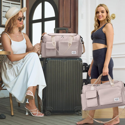 Women Travel Duffel, Multi Functional Large Expandable Weekender Carry-on Tote, Gym Workout Overnight Bag, Mommy Hospital Bag for Labor and Delivery - Colors A