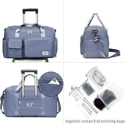 Women Travel Duffel, Multi Functional Large Expandable Weekender Carry-on Tote, Gym Workout Overnight Bag, Mommy Hospital Bag for Labor and Delivery - Colors A