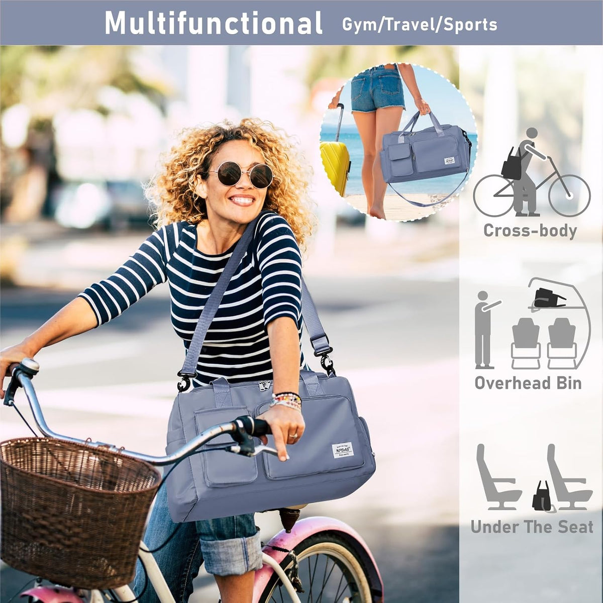 Women Travel Duffel, Multi Functional Large Expandable Weekender Carry-on Tote, Gym Workout Overnight Bag, Mommy Hospital Bag for Labor and Delivery - Colors A