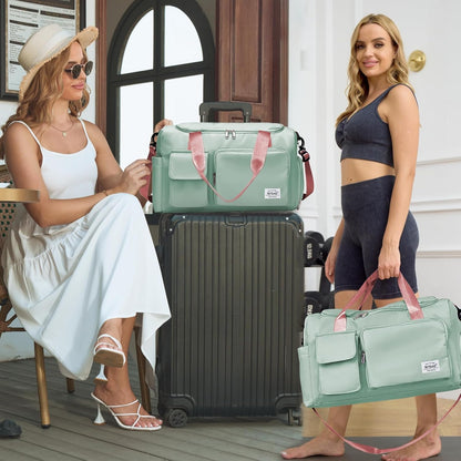 Women Travel Duffel, Multi Functional Large Expandable Weekender Carry-on Tote, Gym Workout Overnight Bag, Mommy Hospital Bag for Labor and Delivery - Colors A