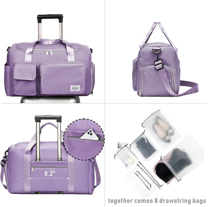 Women Travel Duffel, Multi Functional Large Expandable Weekender Carry-on Tote, Gym Workout Overnight Bag, Mommy Hospital Bag for Labor and Delivery - Colors A