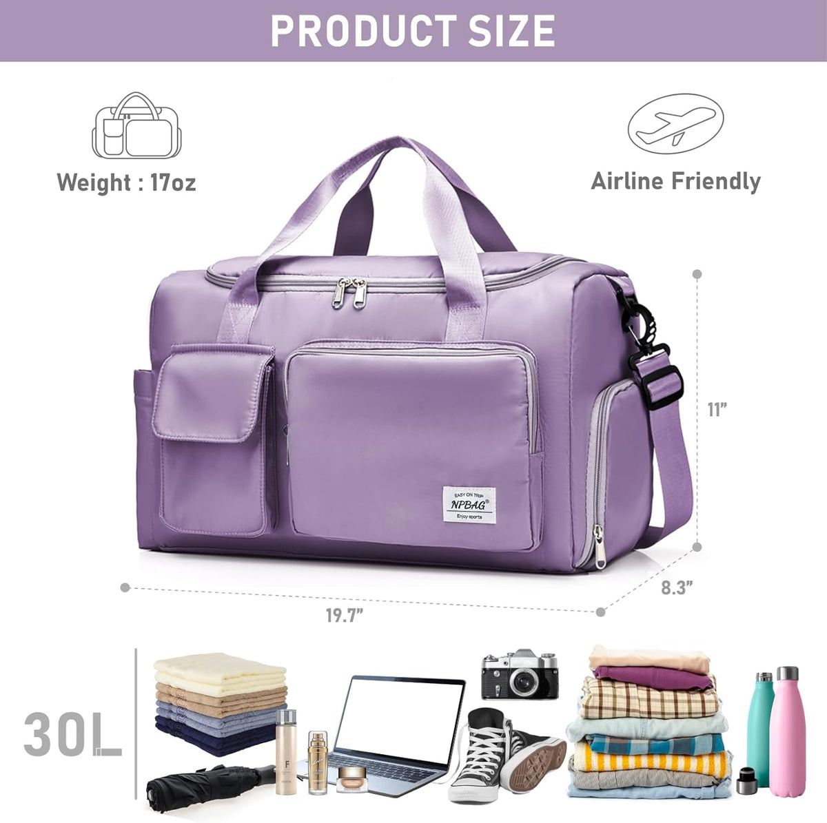 Women Travel Duffel, Multi Functional Large Expandable Weekender Carry-on Tote, Gym Workout Overnight Bag, Mommy Hospital Bag for Labor and Delivery - Colors A