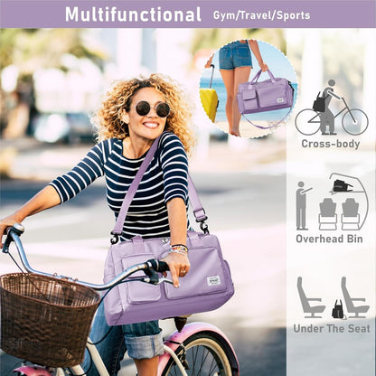 Women Travel Duffel, Multi Functional Large Expandable Weekender Carry-on Tote, Gym Workout Overnight Bag, Mommy Hospital Bag for Labor and Delivery - Colors A