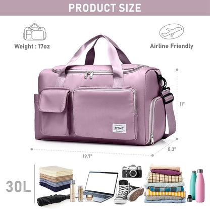 Women Travel Duffel, Multi Functional Large Expandable Weekender Carry-on Tote, Gym Workout Overnight Bag, Mommy Hospital Bag for Labor and Delivery - Colors A