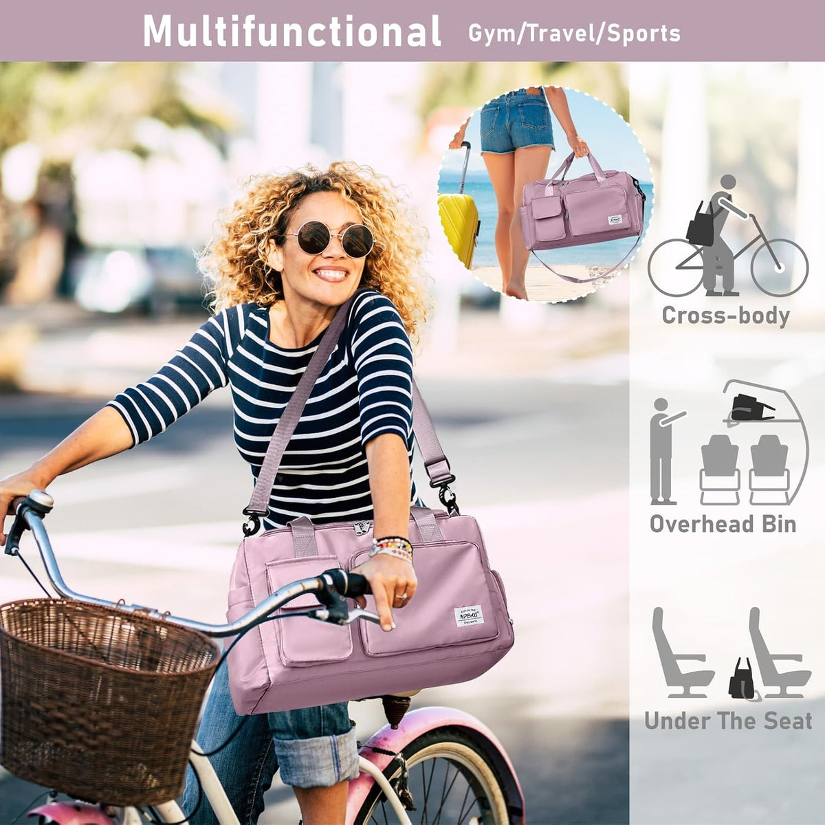Women Travel Duffel, Multi Functional Large Expandable Weekender Carry-on Tote, Gym Workout Overnight Bag, Mommy Hospital Bag for Labor and Delivery - Colors A