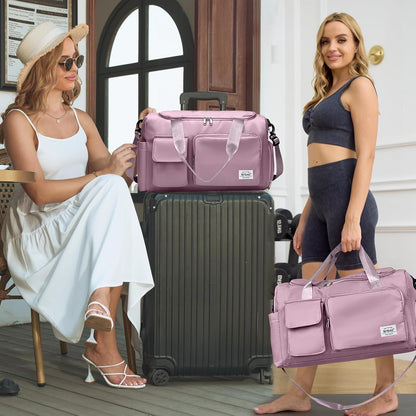 Women Travel Duffel, Multi Functional Large Expandable Weekender Carry-on Tote, Gym Workout Overnight Bag, Mommy Hospital Bag for Labor and Delivery - Colors A