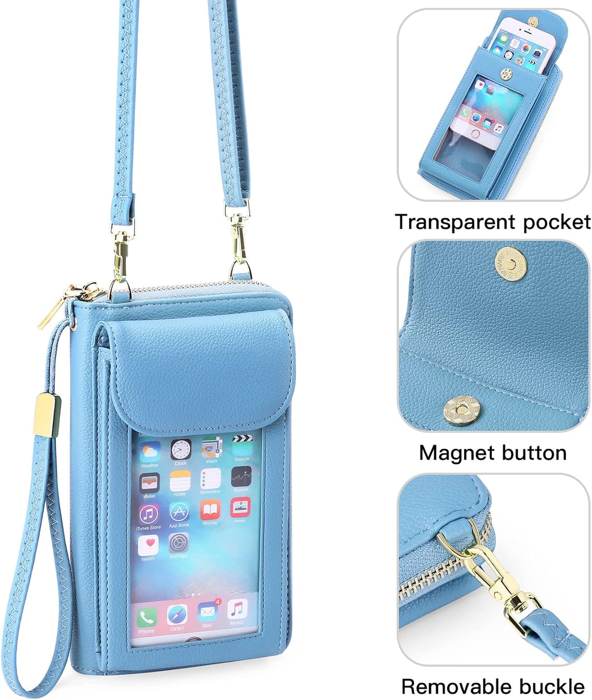 Small Cell Phone Crossbody Bag Purse for Women, PU Leather Wallet Purse…