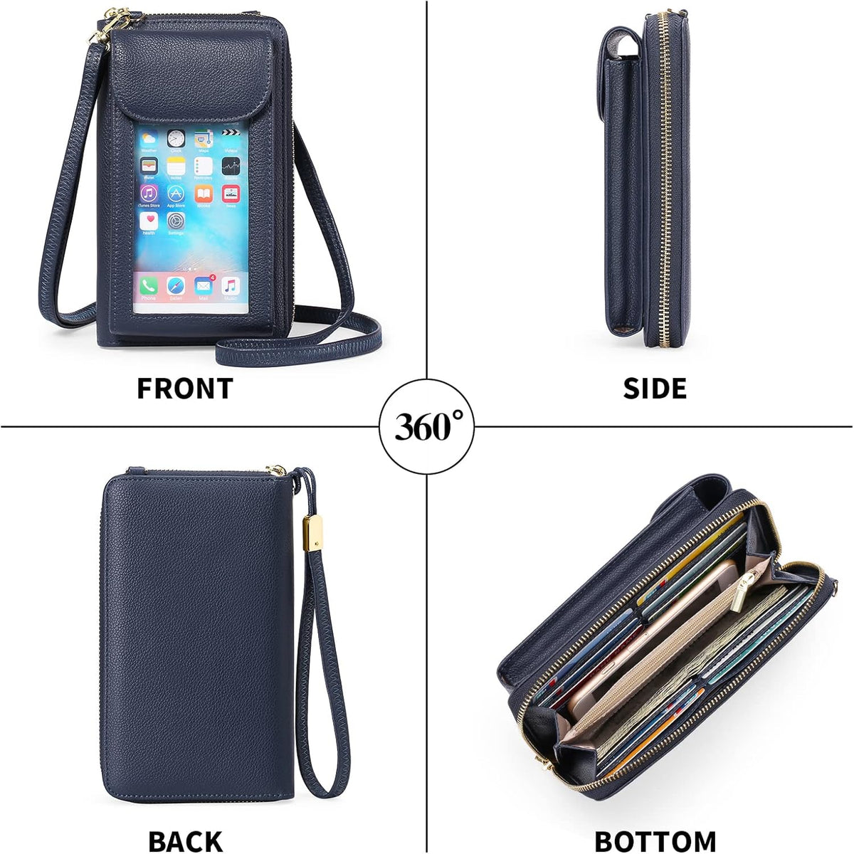 Small Cell Phone Crossbody Bag Purse for Women, PU Leather Wallet Purse…