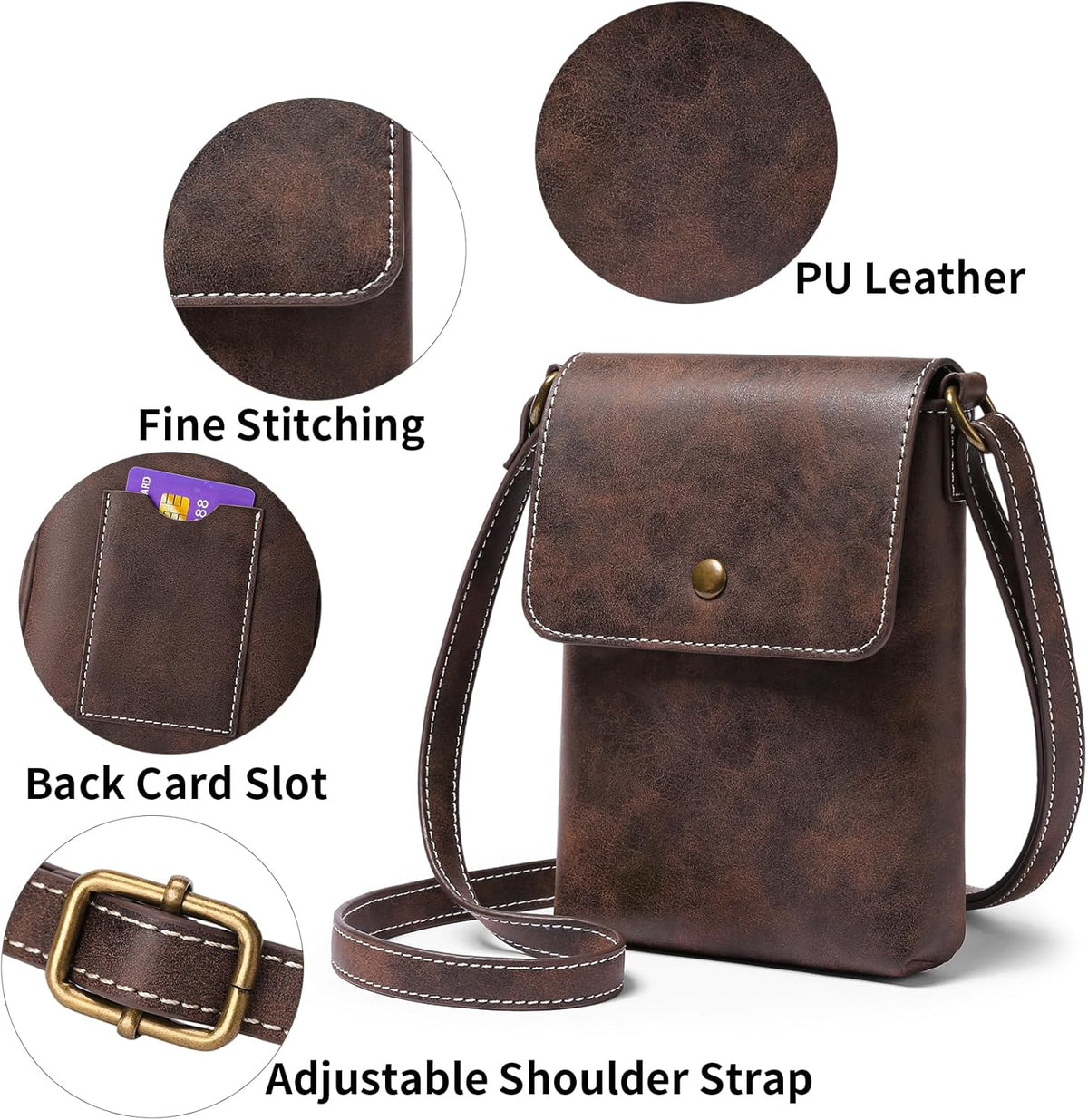 Small Cell Phone Crossbody Bag Purse for Women, PU Leather Wallet Purse…