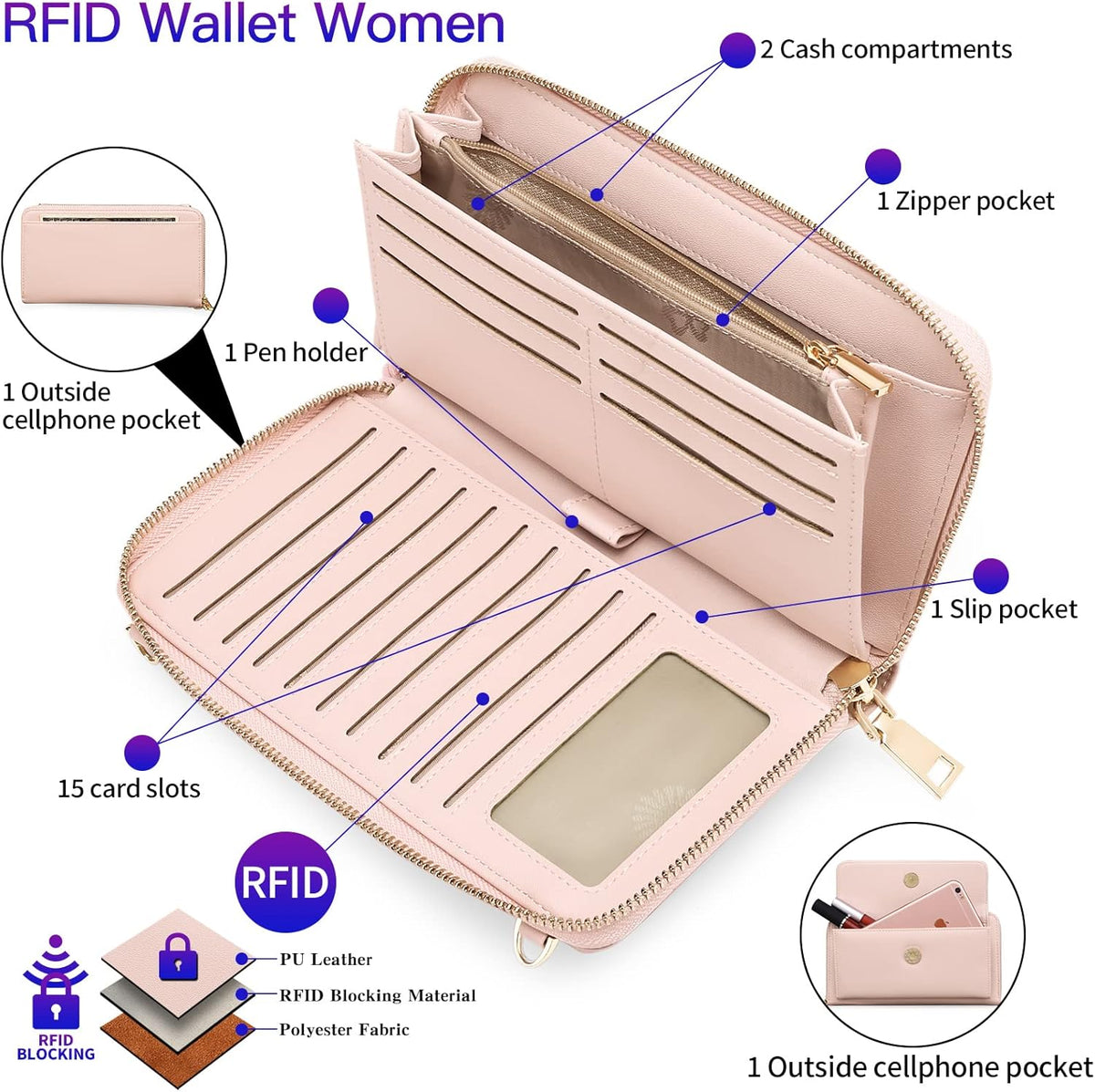 Small Cell Phone Crossbody Bag Purse for Women, PU Leather Wallet Purse…