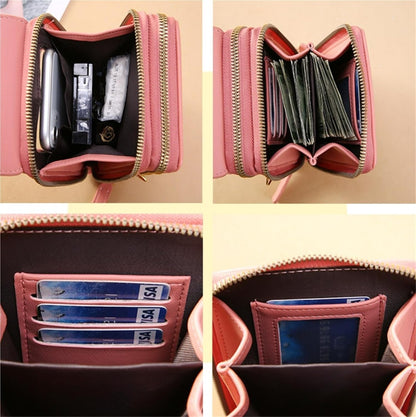 Women's Touch Screen Mobile Phone Messenger Bag, RFID Leather Crossbody Wallet Purse, Anti-Theft Shoulder Strap