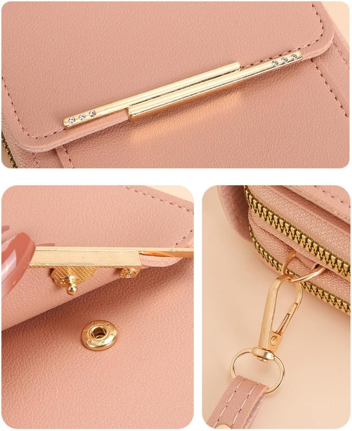 Women's Touch Screen Mobile Phone Messenger Bag, RFID Leather Crossbody Wallet Purse, Anti-Theft Shoulder Strap
