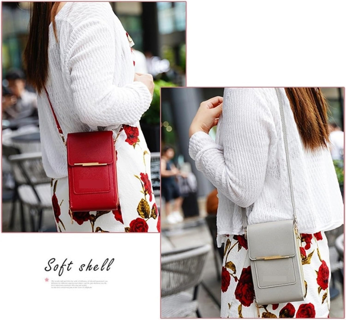 Women's Touch Screen Mobile Phone Messenger Bag, RFID Leather Crossbody Wallet Purse, Anti-Theft Shoulder Strap