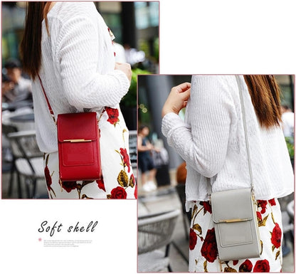 Women's Touch Screen Mobile Phone Messenger Bag, RFID Leather Crossbody Wallet Purse, Anti-Theft Shoulder Strap