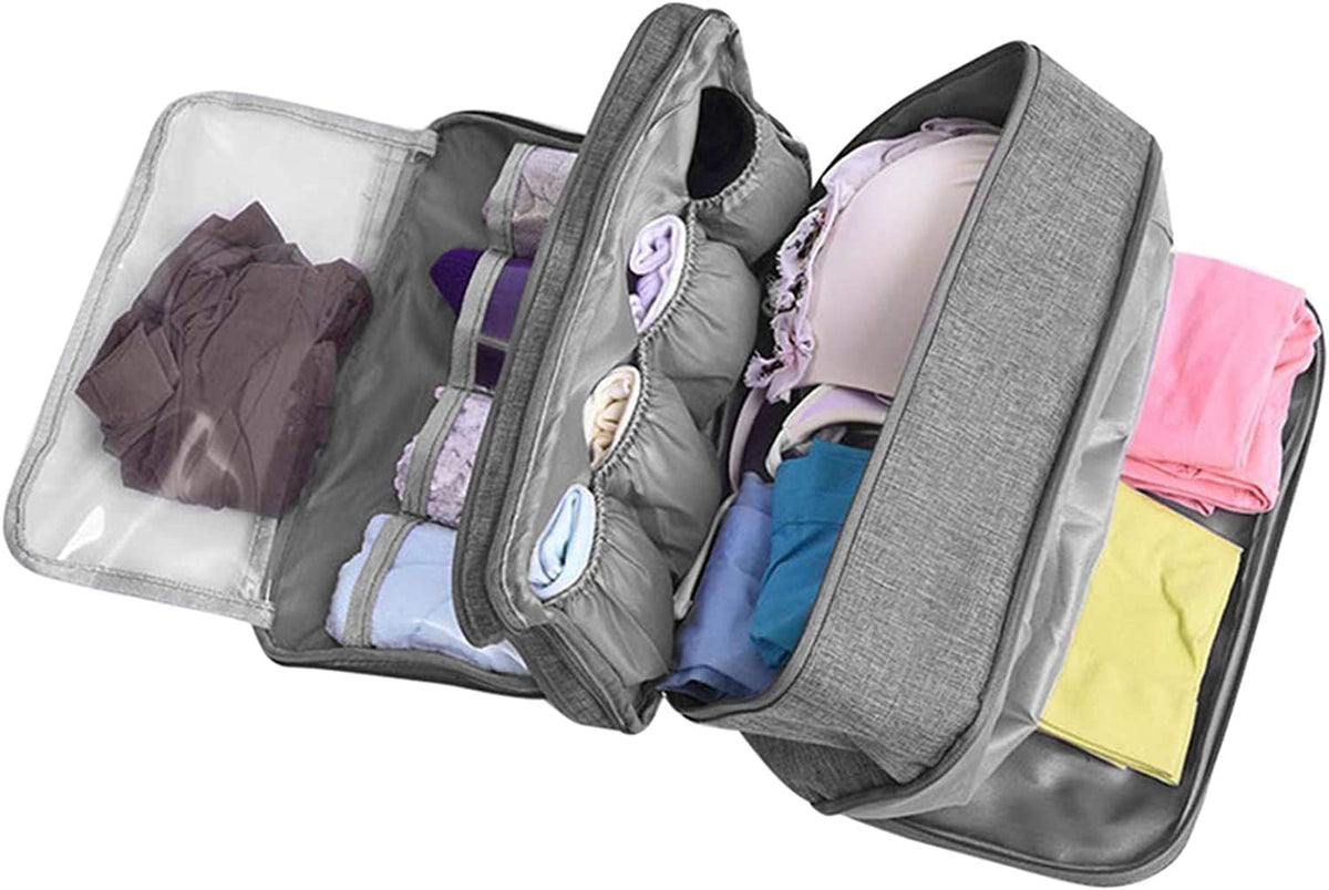 Portable Waterproof Underwear Storage Bag Travel Bra Organizer Lingerie Socks Toiletry Bag Layer Cosmetic Pouch for Women Men