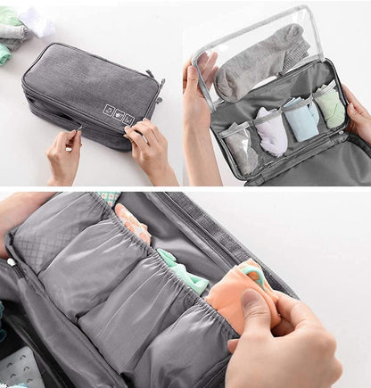 Portable Waterproof Underwear Storage Bag Travel Bra Organizer Lingerie Socks Toiletry Bag Layer Cosmetic Pouch for Women Men