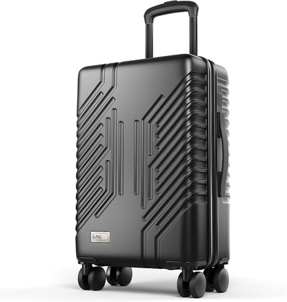 Carry On Luggage 22x14x9 Airline Approved, Hardshell Durable PC+ABS Luggage with Spinner Wheels, Lightweight Travel Rolling Suitcase with Built-in TSA Lock,USB Port,Silver