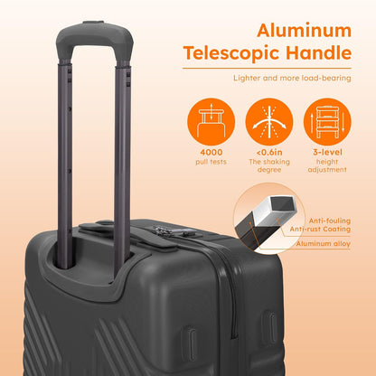 Carry On Luggage 22x14x9 Airline Approved, Hardshell Durable PC+ABS Luggage with Spinner Wheels, Lightweight Travel Rolling Suitcase with Built-in TSA Lock,USB Port,Silver