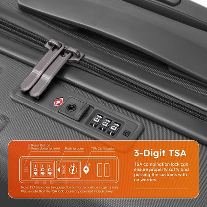 Carry On Luggage 22x14x9 Airline Approved, Hardshell Durable PC+ABS Luggage with Spinner Wheels, Lightweight Travel Rolling Suitcase with Built-in TSA Lock,USB Port,Silver