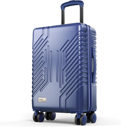 Carry On Luggage 22x14x9 Airline Approved, Hardshell Durable PC+ABS Luggage with Spinner Wheels, Lightweight Travel Rolling Suitcase with Built-in TSA Lock,USB Port,Silver