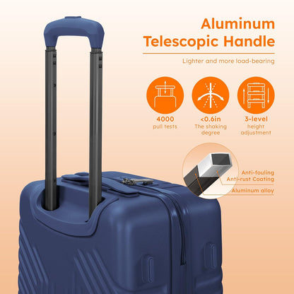 Carry On Luggage 22x14x9 Airline Approved, Hardshell Durable PC+ABS Luggage with Spinner Wheels, Lightweight Travel Rolling Suitcase with Built-in TSA Lock,USB Port,Silver