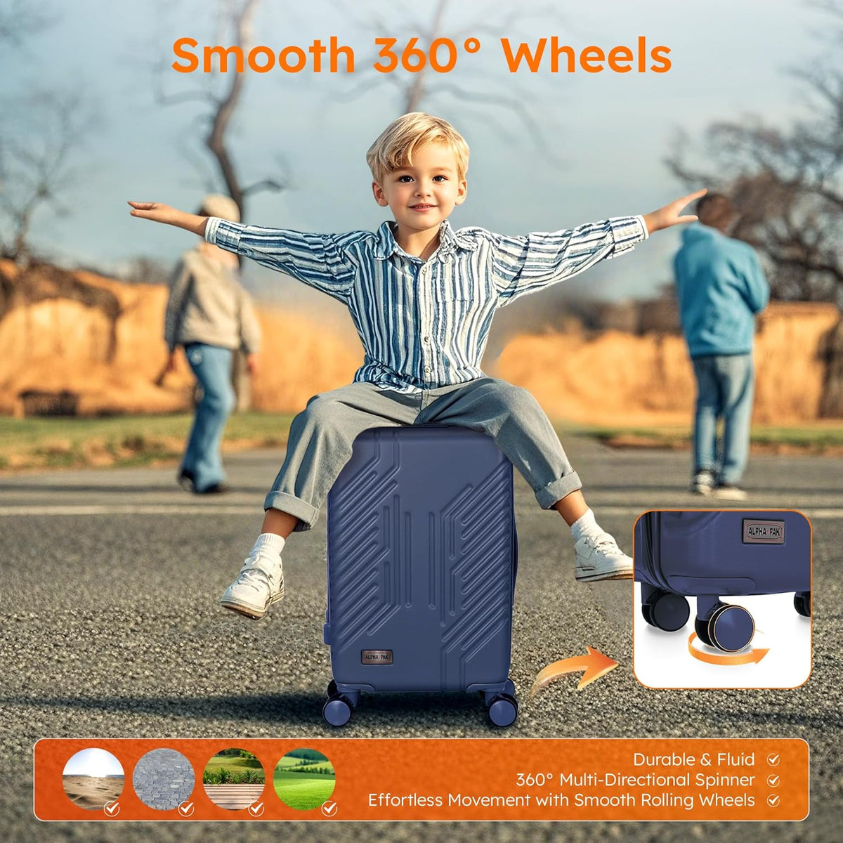 Carry On Luggage 22x14x9 Airline Approved, Hardshell Durable PC+ABS Luggage with Spinner Wheels, Lightweight Travel Rolling Suitcase with Built-in TSA Lock,USB Port,Silver