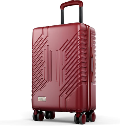Carry On Luggage 22x14x9 Airline Approved, Hardshell Durable PC+ABS Luggage with Spinner Wheels, Lightweight Travel Rolling Suitcase with Built-in TSA Lock,USB Port,Silver