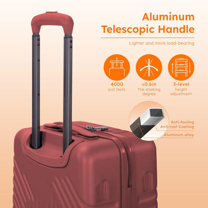Carry On Luggage 22x14x9 Airline Approved, Hardshell Durable PC+ABS Luggage with Spinner Wheels, Lightweight Travel Rolling Suitcase with Built-in TSA Lock,USB Port,Silver