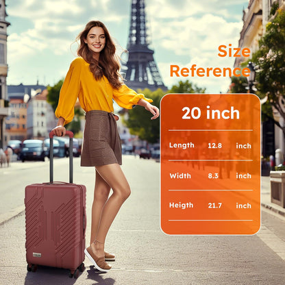 Carry On Luggage 22x14x9 Airline Approved, Hardshell Durable PC+ABS Luggage with Spinner Wheels, Lightweight Travel Rolling Suitcase with Built-in TSA Lock,USB Port,Silver