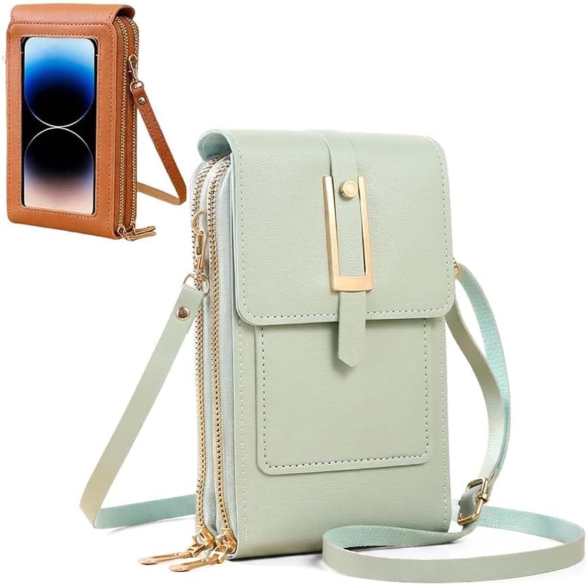 Touchscreen phone crossbody bag for Women,Anti-Theft Leather Messenger Bag with Cell Phone Purse Window Zipper Pocket | Touchscreen