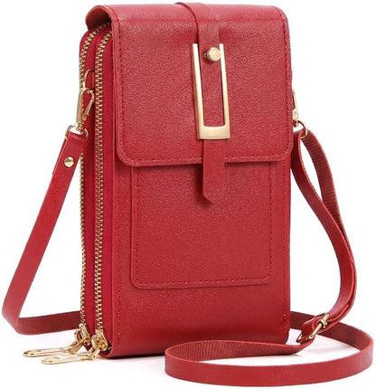 Touchscreen phone crossbody bag for Women,Anti-Theft Leather Messenger Bag with Cell Phone Purse Window Zipper Pocket | Touchscreen