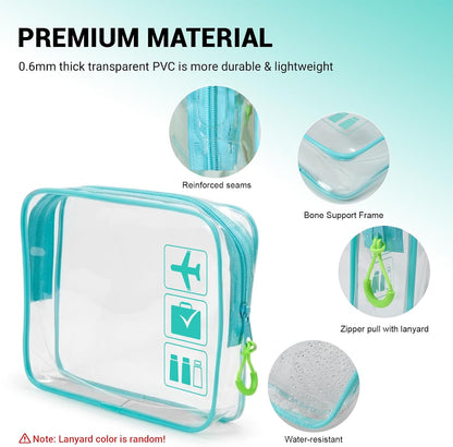 TSA Approved Toiletry Bag, 3pcs Clear Makeup Bags Quart Size Travel Makeup Cosmetic Bag, for Women and Men, Carry on Airport Airline Compliant Bag (Blue, L)