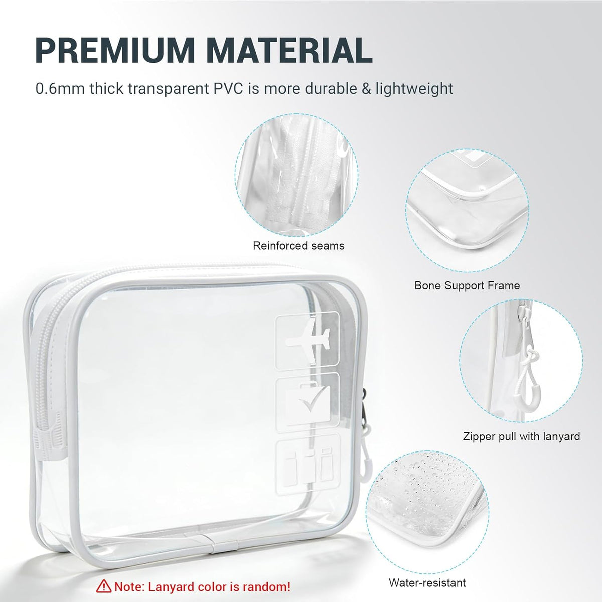 TSA Approved Toiletry Bag, 3pcs Clear Makeup Bags Quart Size Travel Makeup Cosmetic Bag, for Women and Men, Carry on Airport Airline Compliant Bag (Blue, L)