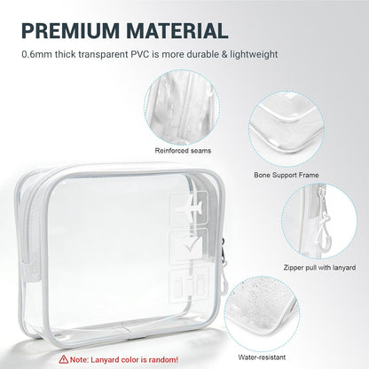 TSA Approved Toiletry Bag, 3pcs Clear Makeup Bags Quart Size Travel Makeup Cosmetic Bag, for Women and Men, Carry on Airport Airline Compliant Bag (Blue, L)