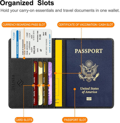 Passport Holder, Slim Travel Wallet RFID Blocking Card Case Cover | Passport Cover Protector Essentials with Credit Card Slots, For Women/Men