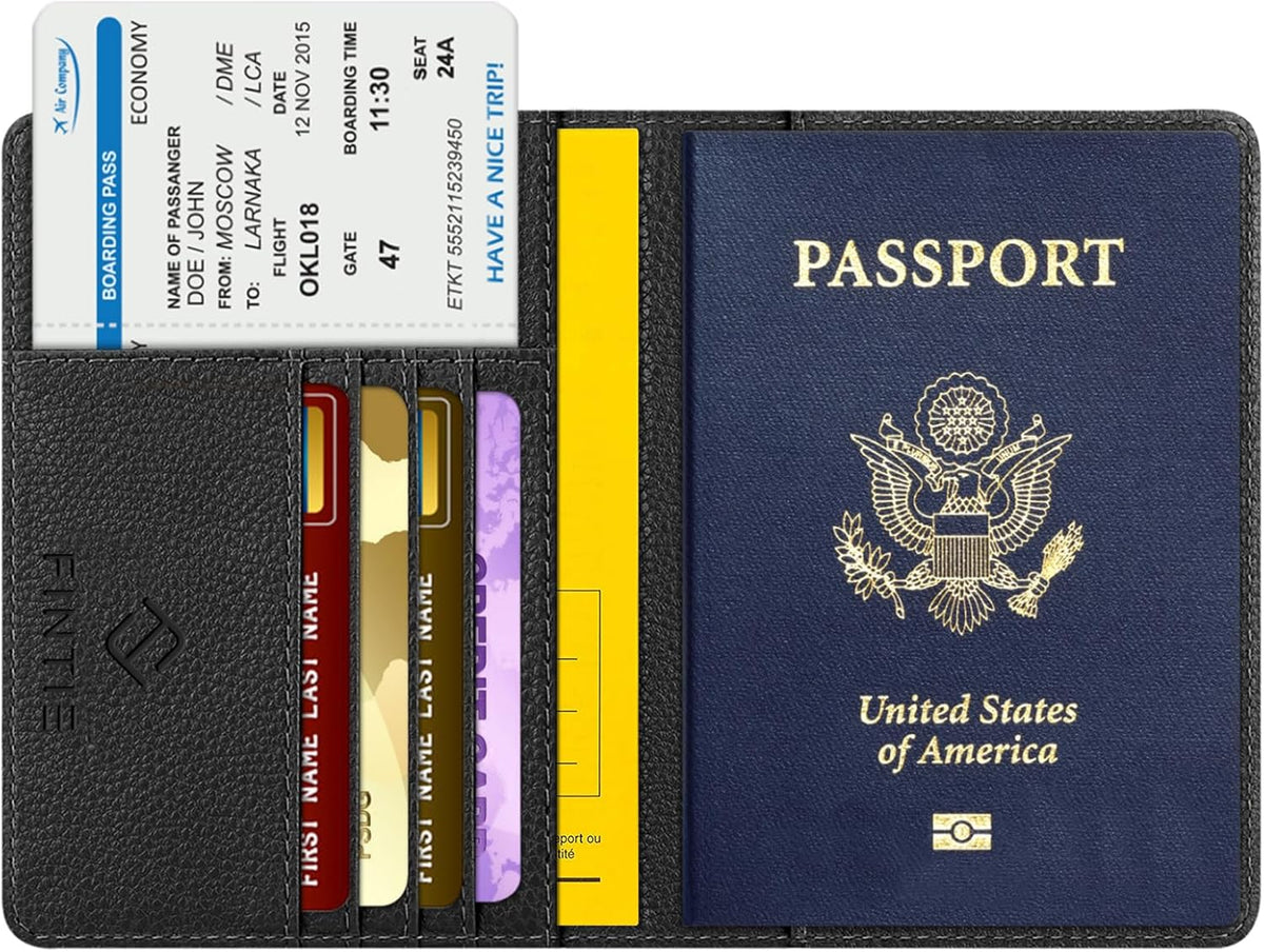 Passport Holder, Slim Travel Wallet RFID Blocking Card Case Cover | Passport Cover Protector Essentials with Credit Card Slots, For Women/Men