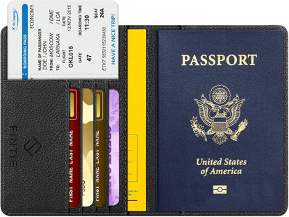 Passport Holder, Slim Travel Wallet RFID Blocking Card Case Cover | Passport Cover Protector Essentials with Credit Card Slots, For Women/Men