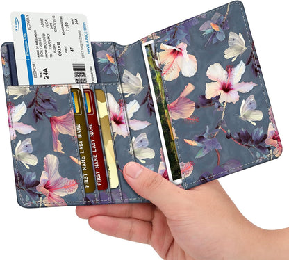 Passport Holder, Slim Travel Wallet RFID Blocking Card Case Cover | Passport Cover Protector Essentials with Credit Card Slots, For Women/Men