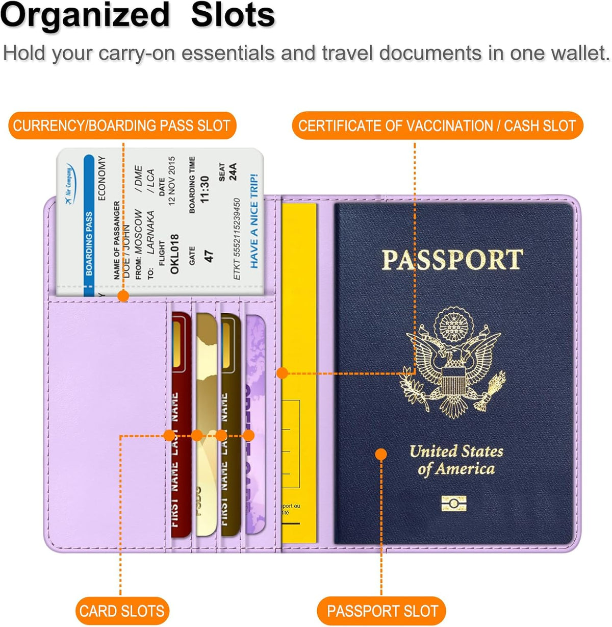 Passport Holder, Slim Travel Wallet RFID Blocking Card Case Cover | Passport Cover Protector Essentials with Credit Card Slots, For Women/Men